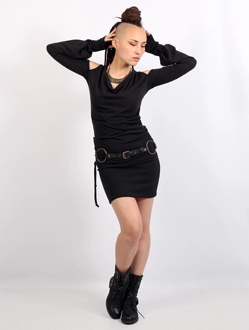 Robe Pull épaules Dénudées "Elixir", Noir 7 Robe Pull épaules Dénudées "Elixir", Noir – Image 7