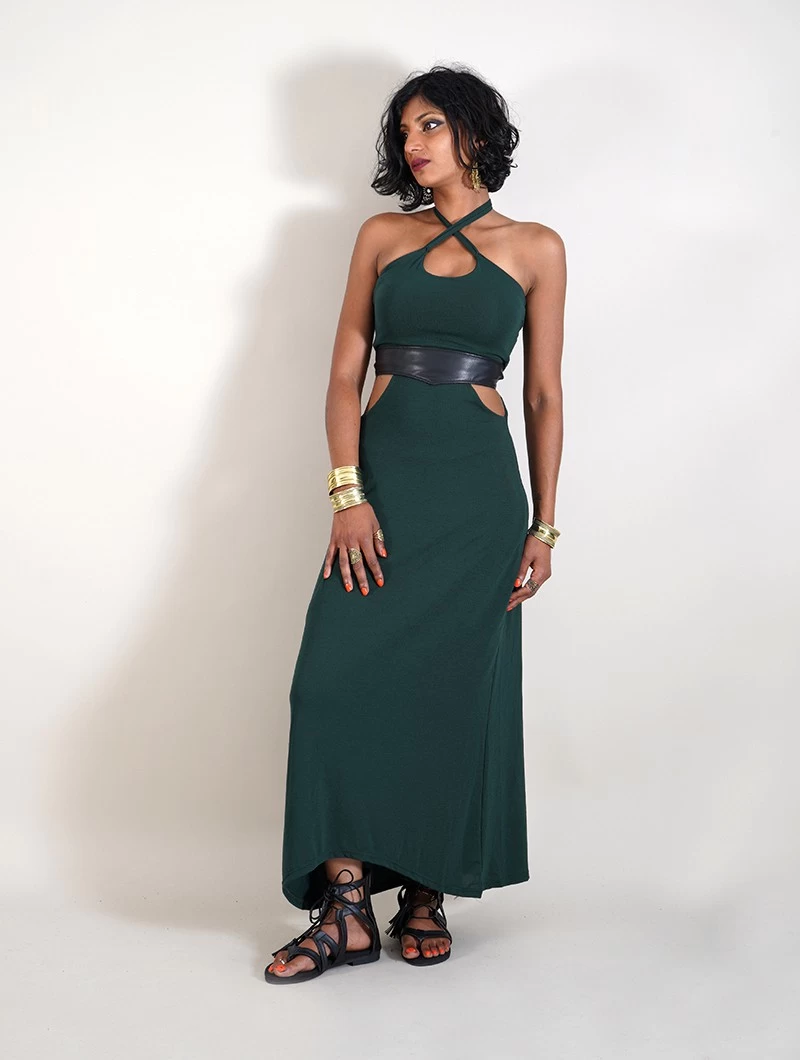 Robe Longue "Sheherazade", Vert Canard 5 Robe Longue "Sheherazade", Vert Canard – Image 5