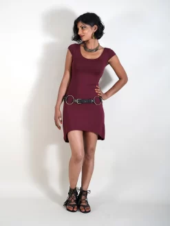 Robe Manches Courtes "Layläa", Bordeaux -Boutique De Jupes p image 320980 grande