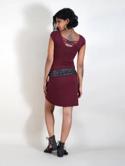 Robe Manches Courtes "Layläa", Bordeaux -Boutique De Jupes p image 320981 grande