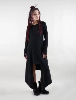Robe Longue Manche Longue "Anat", Noir