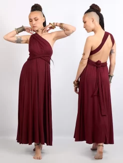 Robe Longue Infinity "Wakiza", Bordeaux -Boutique De Jupes p image 333120 grande