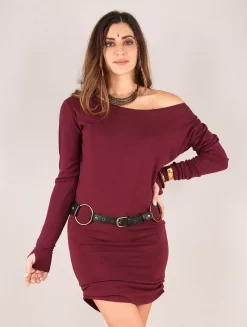 Robe Pull à Manches Chauve-souris "Kayäaz", Bordeaux -Boutique De Jupes p image 335577 grande