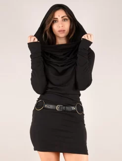 Robe Pull Col Bénitier "Kali", Noir -Boutique De Jupes p image 336093 grande