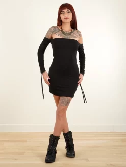 Robe Tube Courte Manches Longues épaules Dénudées "Swanee", Noir 5 Robe Tube Courte Manches Longues épaules Dénudées "Swanee", Noir -Boutique De Jupes p image 338155 grande