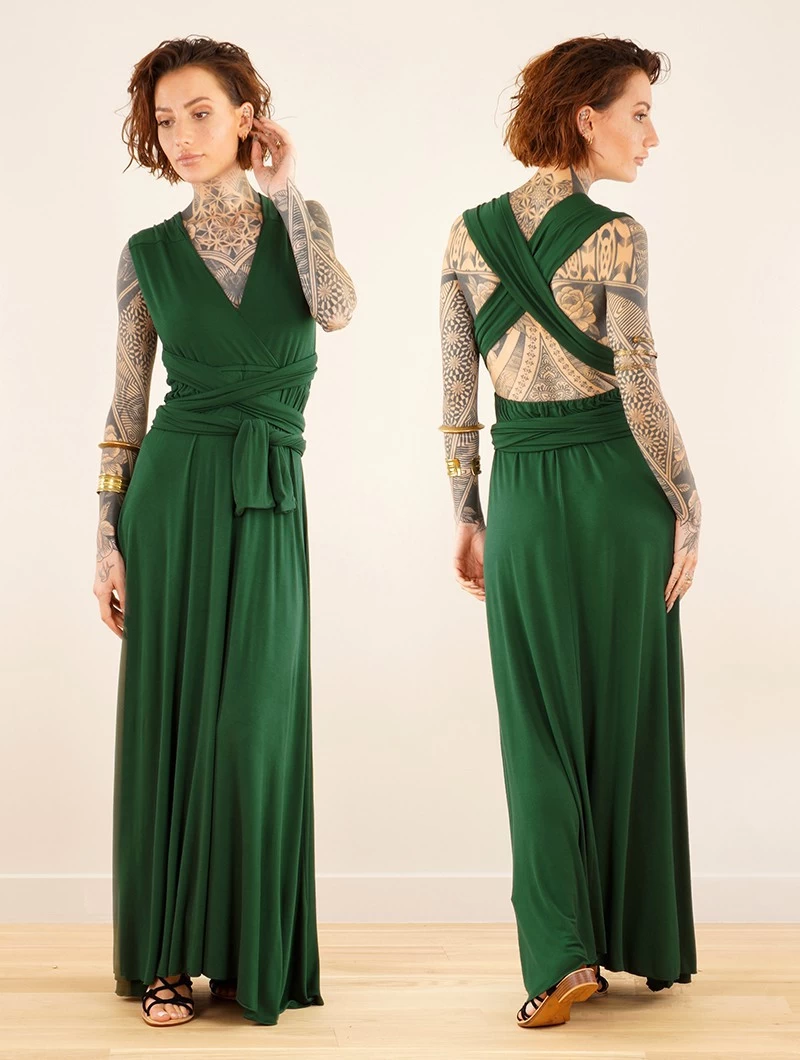 Robe Longue Infinity "Wakiza", Vert Forêt 1 Robe Longue Infinity "Wakiza", Vert Forêt