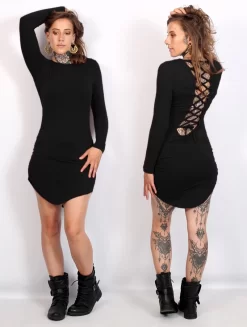 Robe à Manches Longues "Ritaa", Noir -Boutique De Jupes robe a manches longues ritaa noir p image 343135 grande