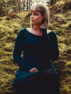 Robe à Manches Longues "Ysïaa", Bleu Pétrole Foncé -Boutique De Jupes robe a manches longues ysiaa bleu petrole fonce p image 348298 grande