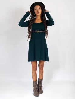 Robe à Manches Longues "Ysïaa", Bleu Pétrole Foncé