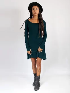 Robe à Manches Longues "Ysïaa", Bleu Pétrole Foncé -Boutique De Jupes robe a manches longues ysiaa bleu petrole p image 334973 grande