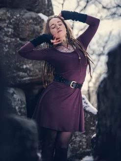 Robe à Manches Longues "Ysïaa", Violet Foncé -Boutique De Jupes robe a manches longues ysiaa violet fonce p image 344354 grande