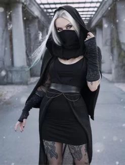 Robe Sans Manches Courte Devant Et Longue Derrière "Marrakech", Noir