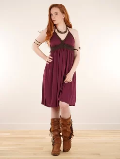 Robe Courte Dos Nu à Bretelles "Nolofinwe", Bordeaux