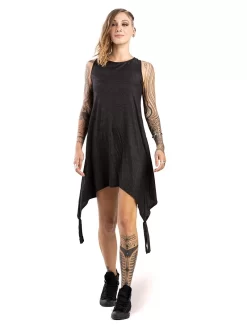 Robe Courte Ample "Olapa", Noir Imprimé Gris Foncé -Boutique De Jupes robe courte ample olapa noir imprime argente p image 329904 grande