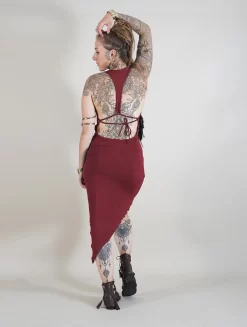 Robe Courte Asymmétrique "Haripriya", Bordeaux -Boutique De Jupes robe courte asymmetrique haripriya bordeaux p image 320591 grande