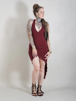 Robe Courte Asymmétrique "Haripriya", Bordeaux -Boutique De Jupes robe courte asymmetrique haripriya bordeaux p image 320592 grande