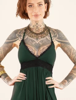 Robe Courte Dos Nu à Bretelles "Nolofinwe", Vert Forêt -Boutique De Jupes robe courte dos nu a bretelles nolofinwe vert foret p image 348259 grande