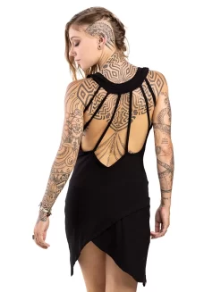 Robe Courte Dos Nu à Col Licou "Zoan", Noir -Boutique De Jupes robe courte dos nu a col licou zoan noir p image 329917 grande