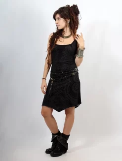 Robe Courte Imprimée à Bretelles "Electra Paisley", Noir