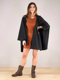 Robe Courte Sans Manches Imprimée "Vairë Anazra", Terre De Sienne -Boutique De Jupes robe courte imprimee vaire anazra terre de sienne p image 337353 grande