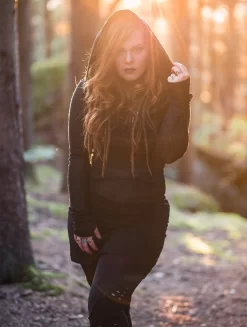 Robe Courte Manches Longues Avec Empiècements Transparents "Azmiyäa", Noir Bi-matière -Boutique De Jupes robe courte manches longues avec empiecements transparents azmiyaa noir bi matiere p image 344145 grande