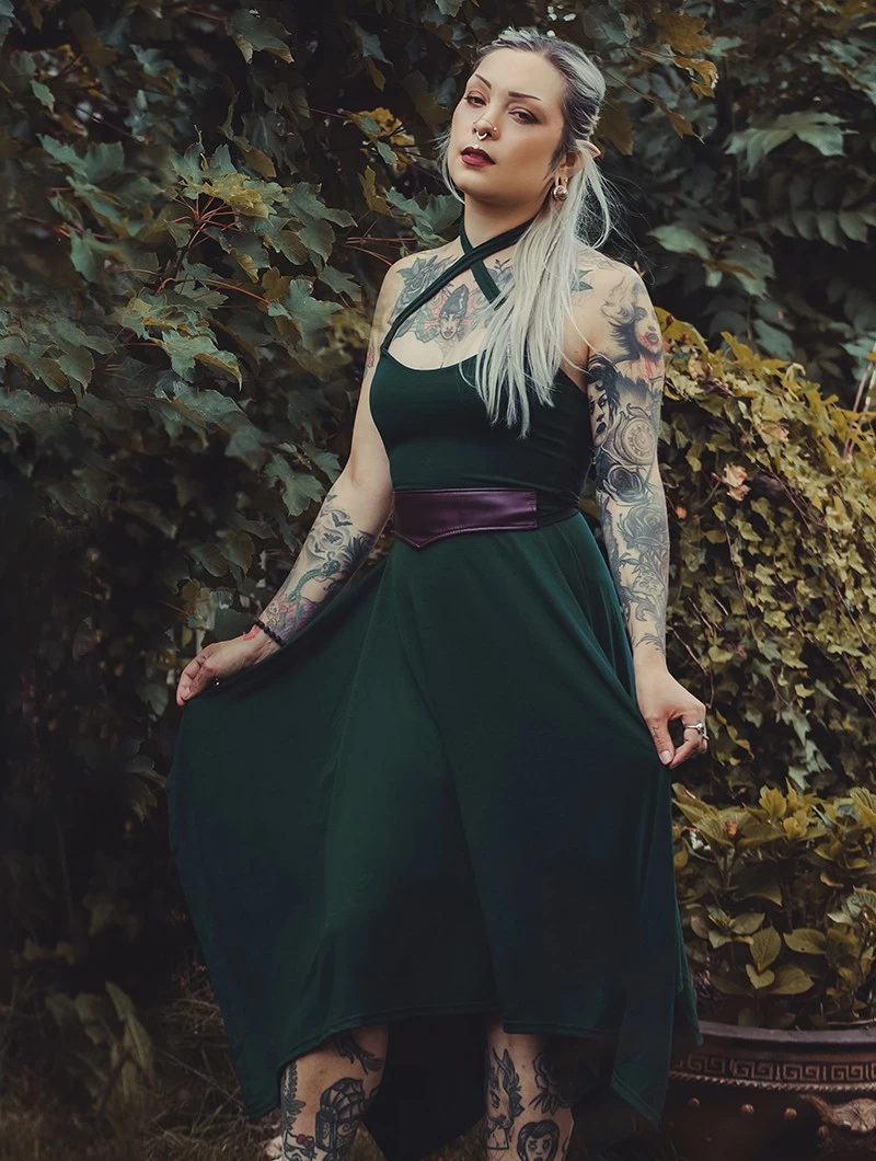 Robe Courte Patineuse "Amethyst", Vert Canard 5 Robe Courte Patineuse "Amethyst", Vert Canard – Image 5