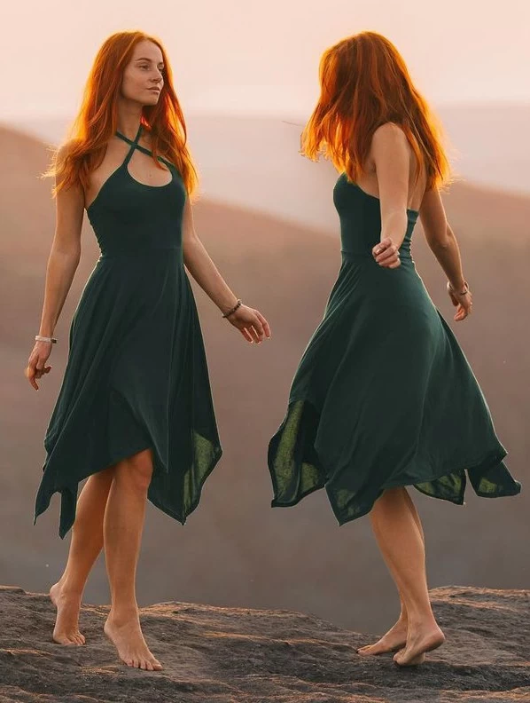 Robe Courte Patineuse "Amethyst", Vert Canard 2 Robe Courte Patineuse "Amethyst", Vert Canard – Image 2