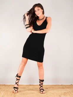 Robe Courte Sans Manches Dos Nu "Emiko", Noir -Boutique De Jupes robe courte sans manches dos nu emiko noir p image 332628 grande