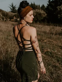 Robe Courte Dos Nu "Sunee", Vert Kaki