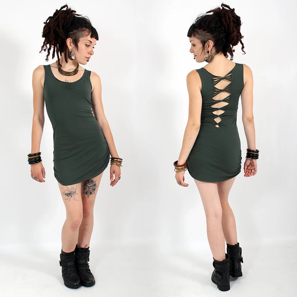 Robe Sans Manches Avec Dos Ouvert "Diamond", Turquoise 5 Robe Sans Manches Avec Dos Ouvert "Diamond", Turquoise – Image 5