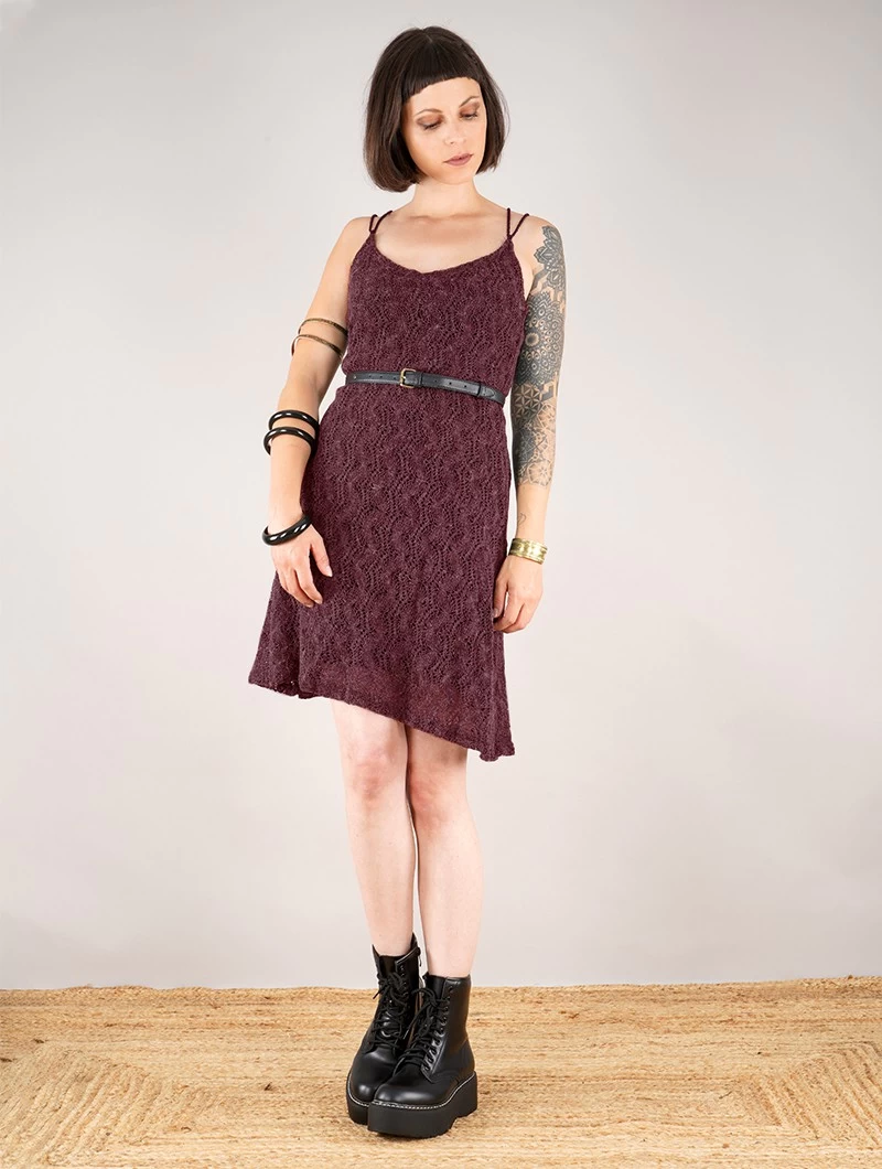 Robe En Crochet Avec Doublure "Alchemÿaz", Bordeaux 4 Robe En Crochet Avec Doublure "Alchemÿaz", Bordeaux – Image 4