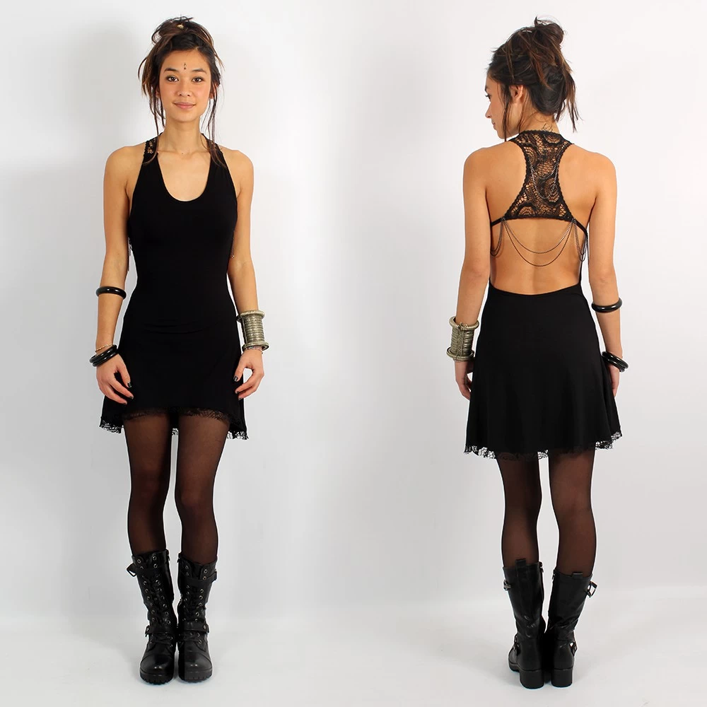 Robe "Little Dress", Noir Uni 3 Robe "Little Dress", Noir Uni – Image 3