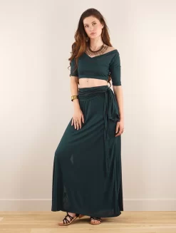 Robe Longue 3en1 Imprimée "Zalya Anazra", Bleu Pétrole -Boutique De Jupes robe longue 3en1 imprimee zalya anazra bleu petrole p image 348762 grande