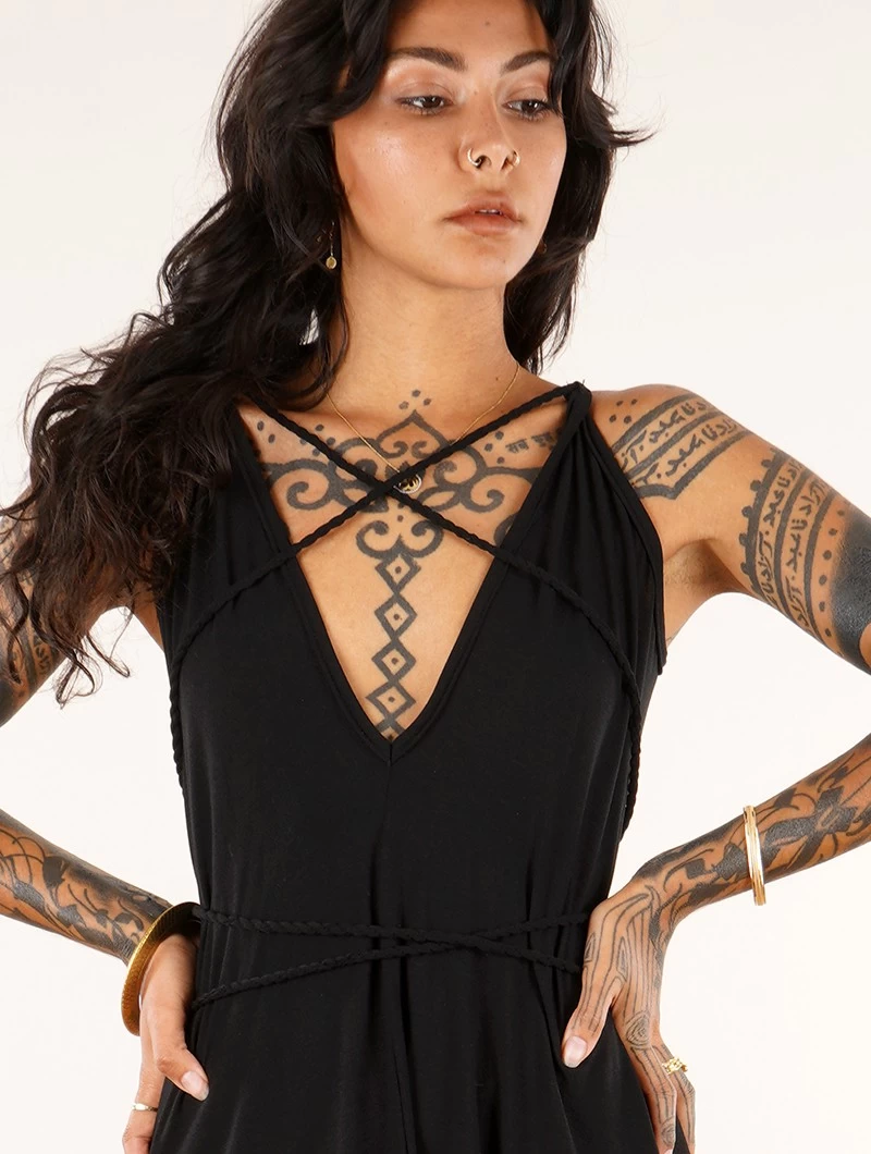 Robe Longue à Bretelles Ample Et Réversible "Lazüli", Noir 3 Robe Longue à Bretelles Ample Et Réversible "Lazüli", Noir – Image 3