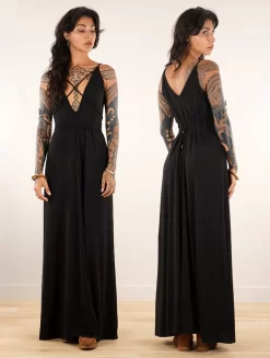 Robe Longue à Bretelles Ample Et Réversible "Lazüli", Noir