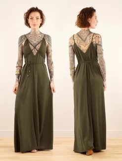 Boutique De Jupes -Boutique De Jupes robe longue a bretelles ample et reversible lazuli vert kaki p image 348538 grande