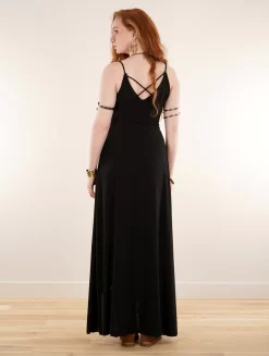 Robe Longue à Bretelles Ample "Topäaz", Noir -Boutique De Jupes robe longue a bretelles ample et reversible topaaz noir p image 346006 grande