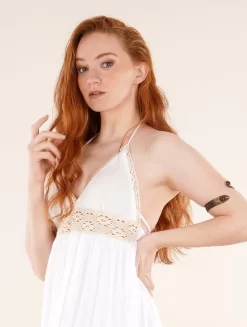 Robe Longue Dos Nu à Bretelles "Nolofinwe", Blanc 10 Robe Longue Dos Nu à Bretelles "Nolofinwe", Blanc -Boutique De Jupes robe longue a bretelles avec detail crochet nolofinwe blanc p image 340044 grande