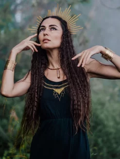 Robe Longue à Bretelles Imprimée "Lotus Oromë", Noir -Boutique De Jupes robe longue a bretelles imprimee lotus orome noir p image 348308 grande