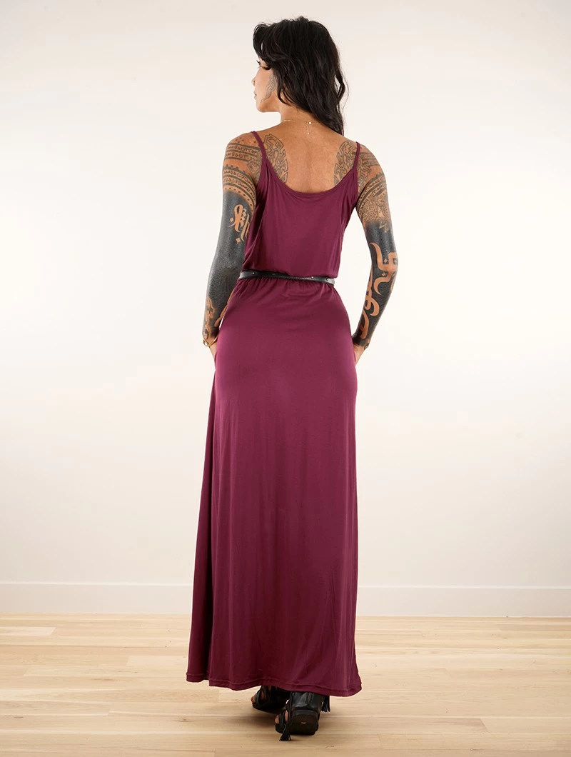 Robe Longue à Bretelles "Oromë", Bordeaux 2 Robe Longue à Bretelles "Oromë", Bordeaux – Image 2