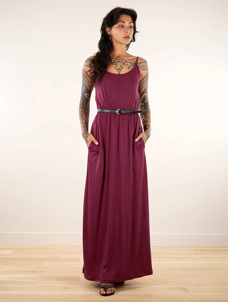 Robe Longue à Bretelles "Oromë", Bordeaux 1 Robe Longue à Bretelles "Oromë", Bordeaux