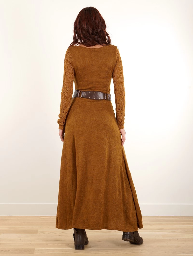 Robe Longue à Manches Longues En Crochet "Melisandre", Rouille 4 Robe Longue à Manches Longues En Crochet "Melisandre", Rouille – Image 4