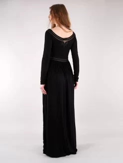 Robe Longue à Manches Longues "Lotus Artanis", Noir -Boutique De Jupes robe longue a manches longues lotus artanis noir p image 326701 grande