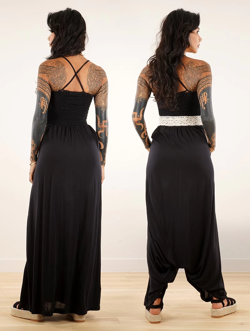 Robe Longue / Combi Sarouel 2en1 "Aulë", Noir 3 Robe Longue / Combi Sarouel 2en1 "Aulë", Noir – Image 3