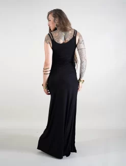 Robe Longue Fendue à Bretelles "Electra", Noir -Boutique De Jupes robe longue fendue a bretelles electra noir p image 346153 grande