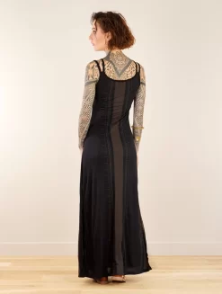 Boutique De Jupes -Boutique De Jupes robe longue fendue imprimee a bretelles electra umbas noir p image 347756 grande