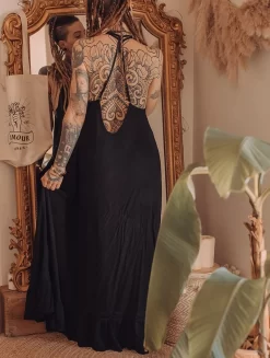 Robe Longue "Gaia", Noir