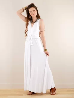 Robe Longue Infinity "Wakiza", Blanc