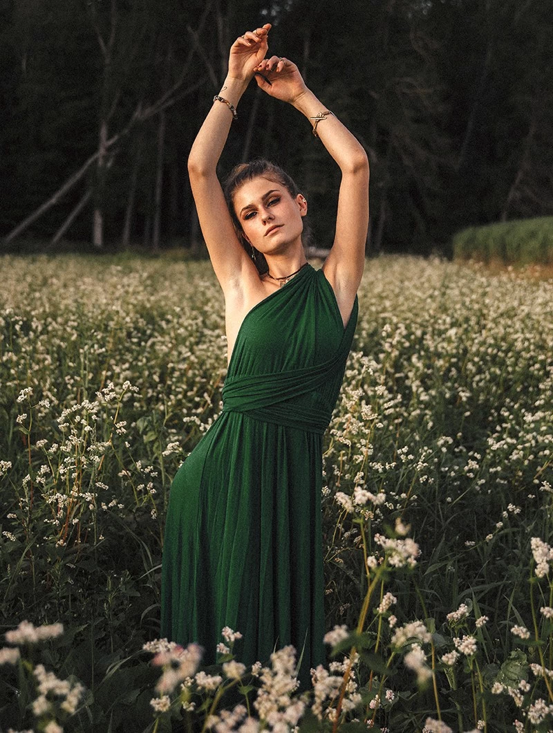 Robe Longue Infinity "Wakiza", Vert Forêt 2 Robe Longue Infinity "Wakiza", Vert Forêt – Image 2