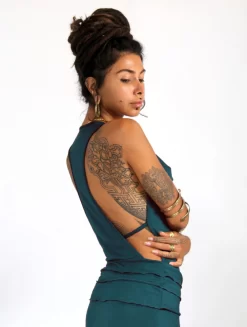 Robe Longue "Naäry", Bleu Pétrole -Boutique De Jupes robe longue naary bleu petrole p image 339999 grande